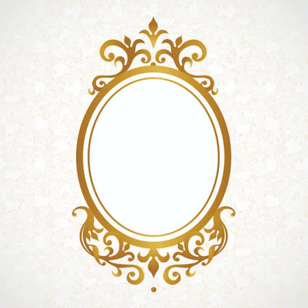 tarjetas bodas de oro Vector marco decorativo en estilo victoriano. Elemento para el diseño